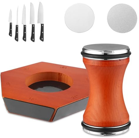 NEXROLA Aiguiseur Couteaux Professionnel, Affuteur de Couteaux de Cuisine Roulant Manuel, Disques Remplaçables, Eguiseur de Couteau avec Base 6 angles magnétique, Aiguiseurs, Knife Sharpener