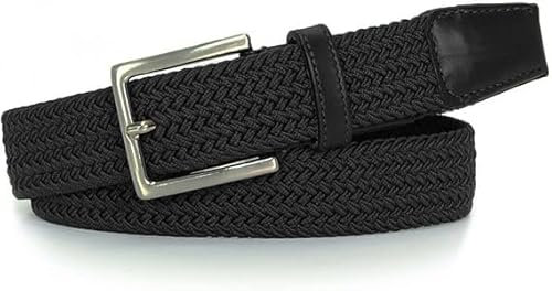 GX GARGIX Cintura Cinta Stretch Elastica Intrecciata Unisex, 105-125 cm Regolabile, Fibbia, Casual Vari Colori e Misure (Nero, 115 Cm)