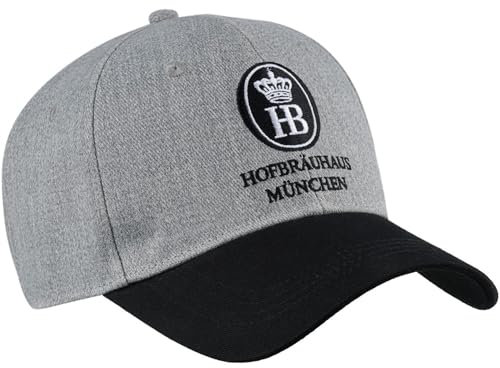Hofbräuhaus München Cap München Original Flexfit | Baseball Cap für Herren und Damen | Baseball-, Trucker- Kappe | Geschenkidee für Männer und Frauen (Einheitsgröße, Grau-Schwarz)