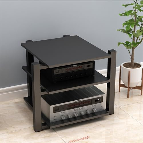 WLCGYD Audio Rack HiFi Regal Ständer Für Medien-CD-Verstärker, Moderner HiFi-Audio-Rack-Schrank Für Heimbüros, 3-lagiger Organizer Für Entertainment-Stereokomponenten(Black)