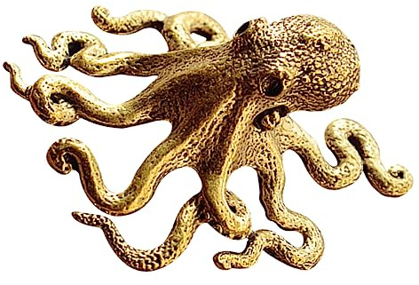 MAGICLULU 2 Stück Achtbeinige Oktopus-Ornamente Oktopus-Form-Verzierung Dekorationen Gold Octopus Ornament -Statue Desktop-Skulptur -Schmuck Kupfer Golden