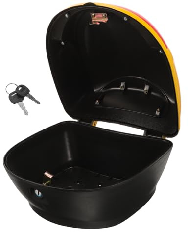 MAGICLULU Kleine Motorrad Heckbox Aus Kunststoff Universeller Motorradkoffer Mit Ausreichendem Stauvolumen Einfache Montage Geeignet Für Motorrad Und Roller Leuchtend Gelb