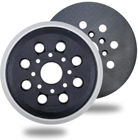 5 Inch 8 Hole Replacement Sander Pad with Hook & Loop for Bosch PEX 220 A GEX 125-1 AE, Compatible with 125mm Random Orbital Sanders, Durable Engineering Plastic and Hard Rubber Construction