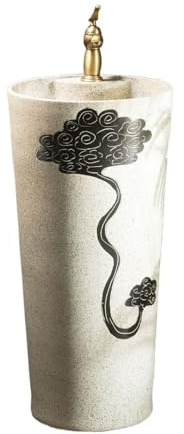 Lavabos de salle de bain Lavabo sur pied avec robinet et kit de vidange, lavabo de salle de bain rétro en céramique