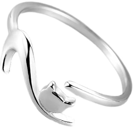 FOMIYES Verstellbarer Katzenring mit Offenem Design Eleganter Metall Fingerring für Damen Flexibler Komfortabler Schmuck Niedliches Accessoire für Partys und Geschenkideen