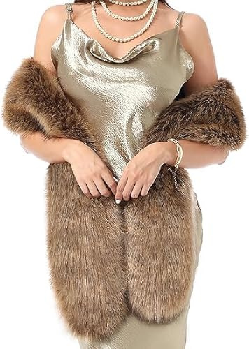 BSLVWG Frauen Faux Pelz Kragen Schal Wrap Winter Warm Schal Kap Eleganter Hals Wärmer Kragen Damen Schal Hochzeitsparty Kostüm Zubehör Schals