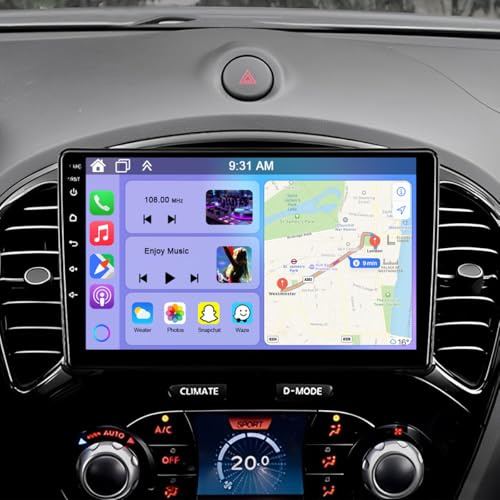 2G+64G Android 15 Upgrade Car Stereo for Nissan Juke 2010-2014 with Wireless Carplay and Android Auto, 9 Inch Touch Screen 2 Din Car Radio Receiver Support 4G Wifi Bluetooth GPS FM BT SWC