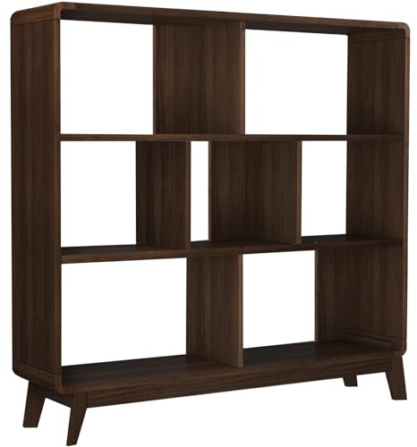 Cassie Bücherregal in Walnussoptik, 122 x 29 x 126 cm, aus Holzwerkstoff, mit Mehreren Fächern für Wohnzimmer, Büro und Home Office