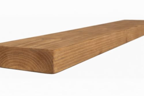 Rustic Floating Shelf, Solid Pine, 6 x 2 inches (Natural Oak, 30 cm) | Rectangular, 1 Shelf Made in Our Cheshire Workshop