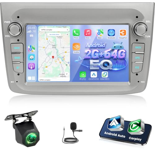 NHOPEEW 2G+64G Android-Autoradio für Alfa Romeo MITO 2008-2016 | Wireless Carplay & Android Auto–9-Zoll-Carplay-Radio mit WiFi, EQ, GPS, FM, RDS + AHD-Rückfahrkamera und Mikrofon