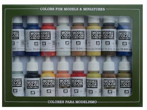 Vallejo 70147 Lot de 16 pots de peinture acrylique Colonial américain Couleurs assorties