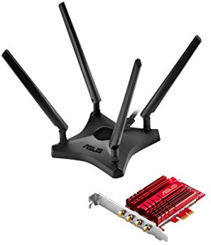 ASUS PCE-AC88 Dual-Band 4x4 AC3100 WiFi PCIe adapter with Heat Sink and External magnetic antenna base allows flexible antenna placement to maximize coverage