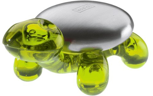 koziol savon en inox avec support Amanda, thermoplastique, vert olive transpansparent, 6,2 x 10 x 4,7 cm