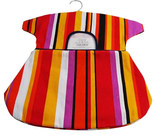 CKM Klammerkleid mit Holzbügel Baumwolle 38 x 43cm (Streifen Rot)