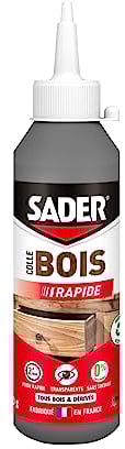 Sader Colle à Bois Prise Rapide 2 min – Colle Forte pour Tous Bois et Dérivés – Intérieur – Transparente après Séchage - Sans Solvant – Biberon de 100 g