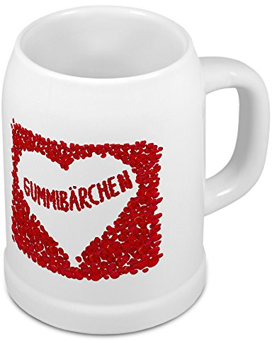 digital print Bierkrug mit Namen Gummibärchen - Motiv Rosenherz - Namenstasse, Becher, Maßkrug, Humpen