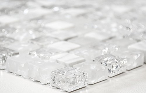 mosaico piastrelle di rete Crystal/Pietra Mix Bianco Mosaico di vetro traslucido trasparente 3d quadrati
