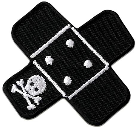 Catch the Patch Pflaster Flicken mit Totenkopf - (Größe: 5 x 5 cm) – Stickpatch – Ideal für Kutte, Rockerjacke, Jeansweste, Kleidung & Accessoires – Robuster Patch für Erwachsene