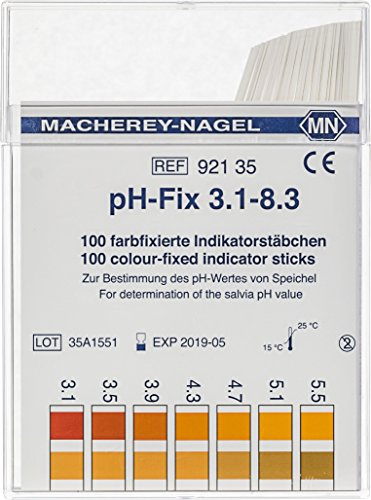 Camlab 1188307 pH-Fix indicator stick, pH 3.1-8.3 with CE-Mark, 6 mm x 85 mm (Pack of 100)