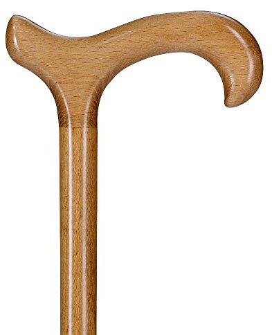 Gehstock in naturhell aus Buchenholz mit Derbygriff