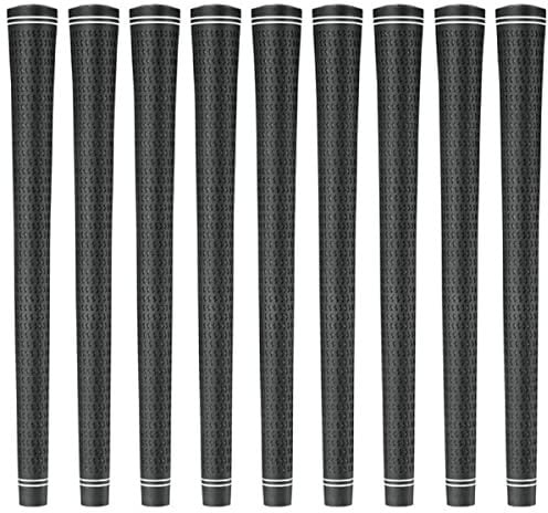 Karma Revolution 360 Golf Grips, Men Black Standard Size 9-Piece Golf Grip Set, No Alignment Grip, Easy Installation Replacement Golf Club Grips for Drivers with Shaft Adapter Sleeve, Irons, Wedges