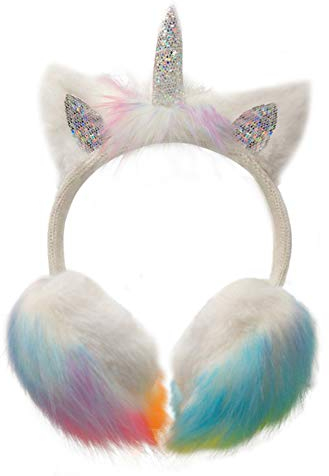 Gifts Treat Mädchen Einhorn Ohrenschützer Kinder Plüsch Winter Ohrenwärmer Outdoor Regenbogen Einstellbare Flauschige Ohrenwärmer, Plüsch Einhorn, M