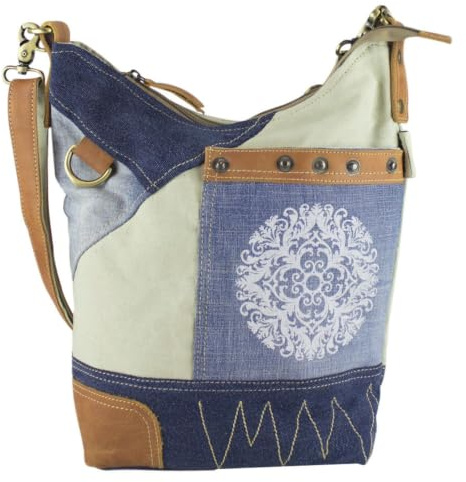 Sunsa Damen Tasche Umhängetasche. Handtasche aus Canvas. Damentasche | Schultertasche. Crossbody Bag mit vertellbaren Crossover Taschengurt. Handtasche mit viel Fächer A4 geeigent