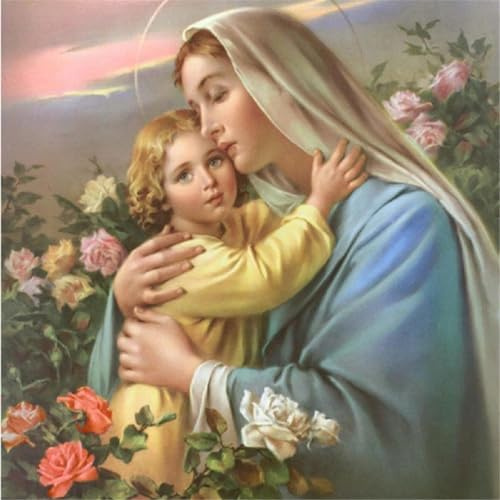 YSCOLOR Diamant Painting 5D DIY Diamant Mosaik Madonna Und Religion 3D Diamant Malerei Kreuzstich Kits Diamant Stickerei Dekoration Jungfrau 30X30Cm
