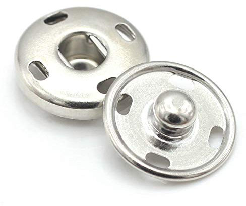 Druckknöpfe, Metall, Nickel-Messing, zum Annähen, 50 Sets, 10 mm