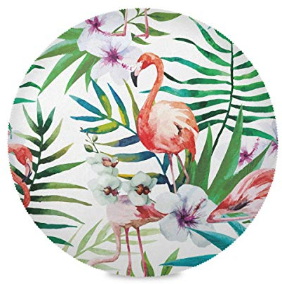 JUMBEAR Flamingo Platzsets Runde Tischsets Rutschfest Waschbar Hitzebeständig Wasserdicht Tischsets für Küche Esszimmer Kaffeetisch Dekoration 39,1 cm (6 Stück)