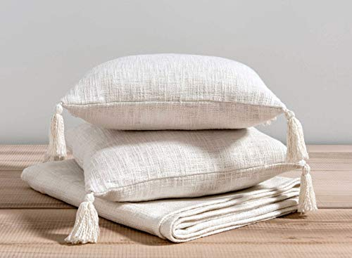 nielsen Home Set, 1x Wohndecke Avivo 150x200cm + 2X Kissenbezüge Zoe 45x45cm, Weiß
