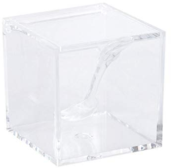 TIENDA EURASIA® Azucarero Cuadrado con Cuchara. Material Acrílico Transparente. Medidas: 8x8x8 cm