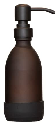 Amber Glass Black Hand Soap Dispenser 500ml and 250ml Options - Matte Glass & Non-Slip Base - Great Kitchen or Bathroom Soap, Conditioner or Shampoo Dispenser (Black, 250ml)