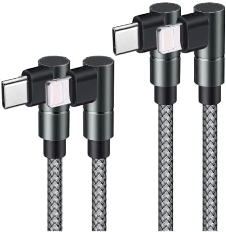 USB C to Lightning Cable MFi Certified PD Fast iPhone 12 Charging 6ft Cable 90 Degree Type C Charger Cord Compatible with iPhone 13/12/12 ProMax/12Mini/11 Pro Max/X/XS/XR/8, iPad 8th (Grey) …