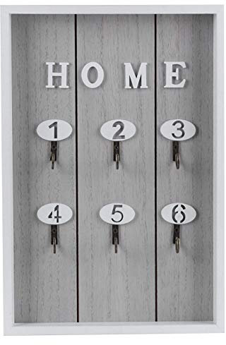 Decorative Key Holder for Wall,6 Hooks Wooden Key Holder Hanger 7.9x11.8x1.2in Wall Mounted Decorative Home Storage Solution Anchor Rack for Home
