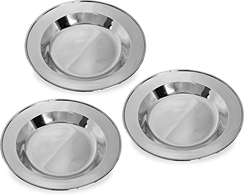 normani 3-12 Stück robuste Edelstahl Campingteller Edelstahlteller Farbe 3.Teller