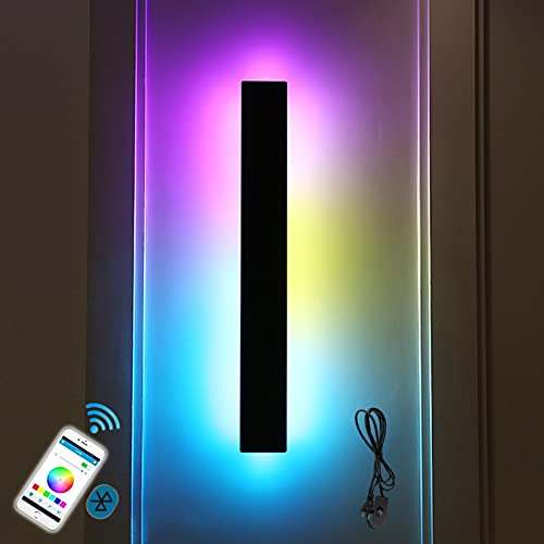 VOMI Wandleuchte APP-Steuerung RGB Farbwechsler LED Wandlampe Innen Bunt Metall Wandbeleuchtung mit Schalter und Stecker Nachtlicht Atmosphäre Licht Minimalistisch Erleuchtung für Bar Hotel