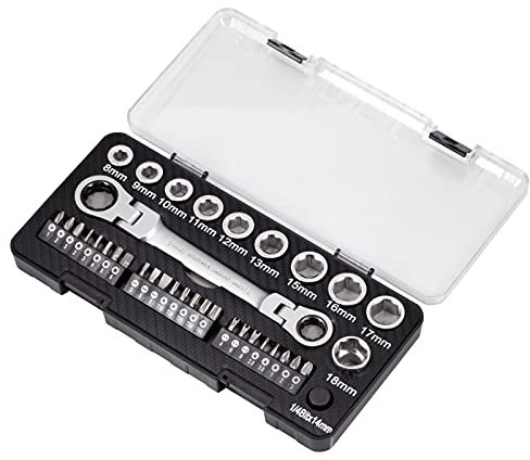 LEONTOOL Juego de 36 llaves de trinquete de 8.5 pulgadas de liberación rápida Juego de llaves combinadas de trinquete métrico de doble caja universal de trinquete, Herramientas Taller
