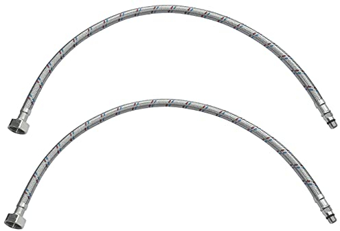 AERZETIX - C51097 - Satz von 2 Schlauchleitungen für mischbatterie weiblich 1/2'' - männlich M10 - länge 600mm - flexible verbindung badezimmer küche - flexibel sanitärarmatur - armaturenschlauch