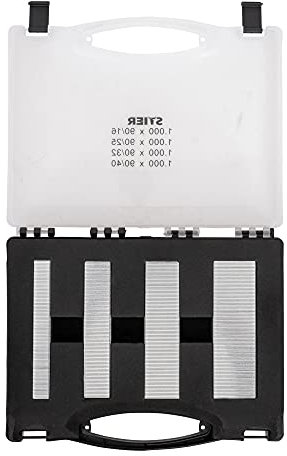 STIER Heftklammern Typ 90, im praktischen Handwerkerkoffer, 16, 25, 32, 40 mm, 4 x 1.000 Stk., Breite 5,7mm
