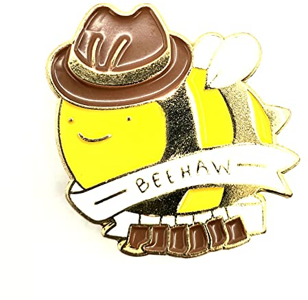 Beehaw Biene, niedlicher Cowboy-Anstecker aus Metall und Emaille, Metall