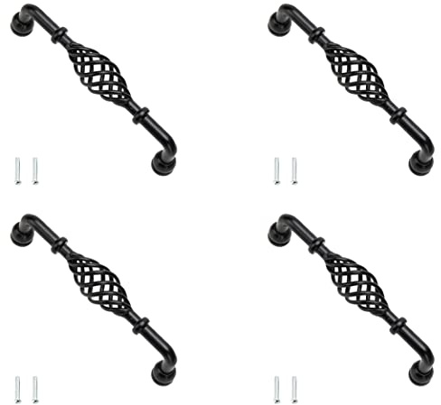 Lxoraziy 4 Stück Vintage Metall Schrankgriffe, Antiker Vogelkäfig Schrankgriffe, Antiker Türknauf mit Schrauben Schubladengriff, für Küchenschrank, Schublade, Schrank