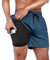 Ineepor Herren Badehose Mit Kompression Und Innenhose - Board Shorts 2 in 1 Mit Reißverschlusstasche, Kurz, Copenblau, M
