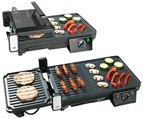 Rosenstein & Söhne Kontakt-Grill: Elektrischer 2in1-Tischgrill mit Kontaktgrill, Versandrückläufer (Balkon Grill, Grill-Toaster, Grillpfanne)
