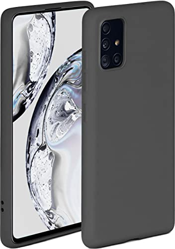 ONEFLOW Soft Case für Samsung Galaxy A51 Hülle aus Silikon mit Kameraschutz, Silikonhülle mit erhöhtem Schutz fürs Display, Backcover Schutzhülle, weiche Handyhülle, Anthrazit