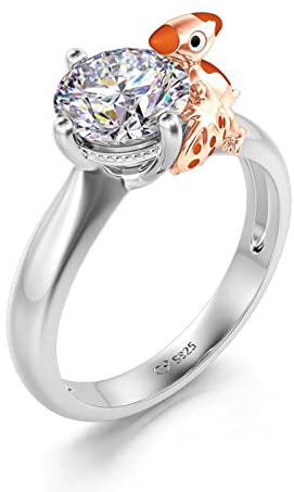 Jeulia Your Dragon Ring aus rundem Sterlingsilber Fashion Anniversary Promise Verlobung Ehering Set für sie mit Geschenk Schmuckschatulle (Pterodactyl, 53(16.9))