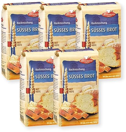 BIELMEIER KÜCHENMEISTER Brotbackmischung Süßes Brot 5 x 500 g I Brotbackmischungen für Brotbackautomat & Ofen I Brot mit Backmischung einfach gemacht
