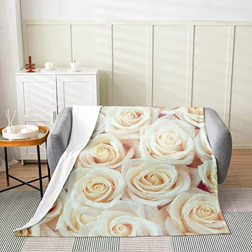 Kuscheldecke 80x150 Rose, Flanell Fleecedecke 3D Romantisches Thema Weiche und Warme Decke, als Sofadecke Wohndecke Tagesdecke Wolldecken, für Kinder Erwachsene