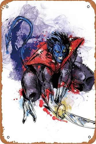 Metall-Blechschild, Motiv: X Men, Comics, Nightcrawler, Wanddekoration, lustiges Vintage-Plakette, Poster für Café, Bar, Hotel, Innen- und Außenbereich, Restaurant, Supermarkt, 20,3 x 30,5 cm