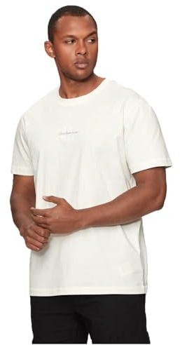 Calvin Klein Jeans MONOLOGO Tee S/S T-Shirt Herren, Weiß (Ivory), L